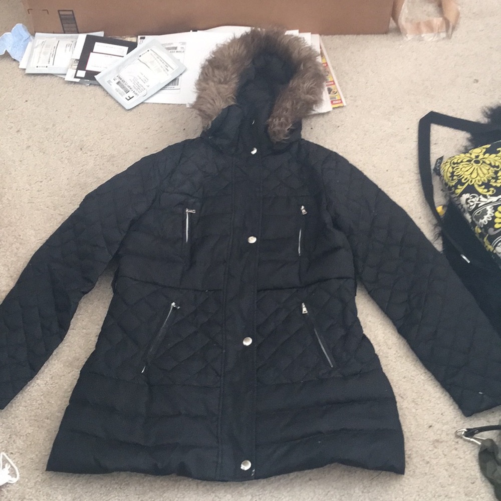 Moda International L quilted puffer coat black